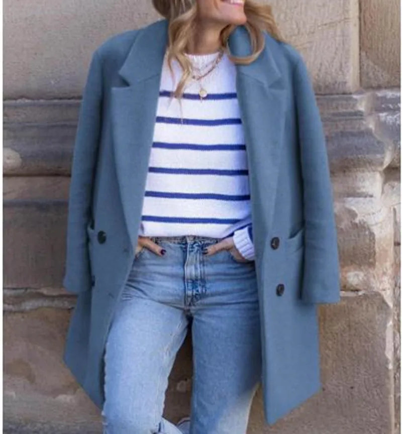 Autumn and winter Europe and the United States long long plus-size woolen women's coat woolen coat