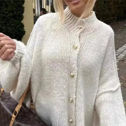 Loose Knitted Sweater Cardigan Women 2024 Autumn Single Breasted O Neck Fashion Top Office Female Casual Coat Female Outfit Top