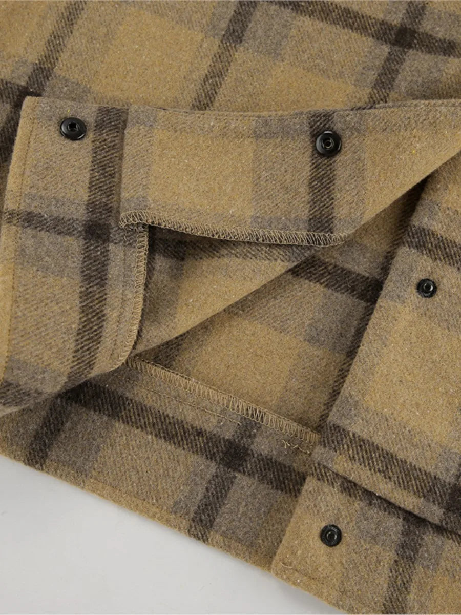 New Plaid Contrast Jacket Women Autumn Winter Single Breasted Long Sleeve Outerwear Female Streetwear Vintage Fashion Coat