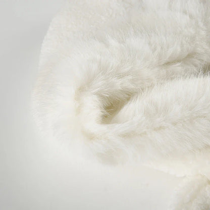 Faux Fur Hooded Coat Women Fashion High Street Fluffy White Snow Jacket Winter Warm Slim Outwear Stylish Lady Outfits