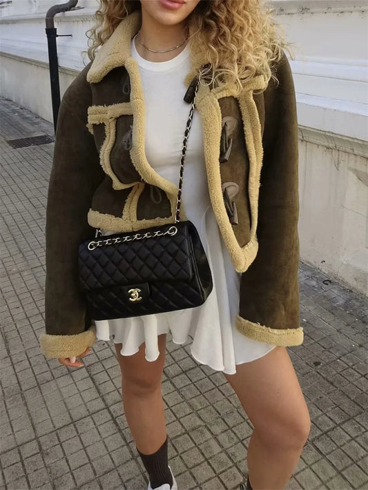 Vintage Women Jacket 2024 Ladies Wool Warm Casual Long Sleeves Thick Ropa De Mujer Knitted Jacket For Women's Clothes