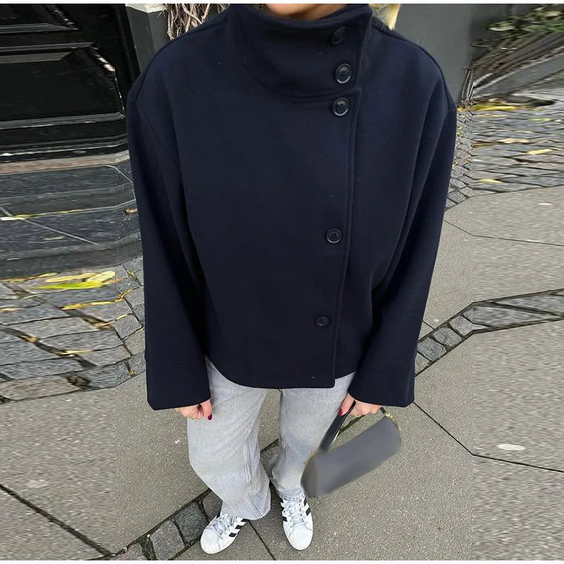 Stylish Versatile Jacket Stand-collar Women's Classic Casual Mature Elegant 2025 Autumn Coat Trend Edgy High-quality Street Wear