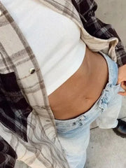 Classic Patchwork Plaid Outerwear Women Buttons Long Sleeve Pockets Blouse Jackets Winter New Streetwear Casual Vintage Jacket