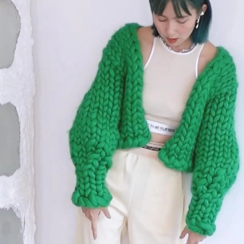 Knitted Twist Chic Cardigans Women Elegant Long Sleeve Loose O-neck Sweaters Female Autumn Vintage All-match Coats Tops