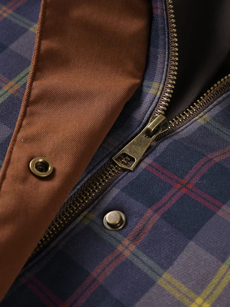 Vintage Plaid Printed Women Jacket Patchwork Turn Down Collar Single Breasted Female Coat Autumn Long Sleeve Zipper Outwear