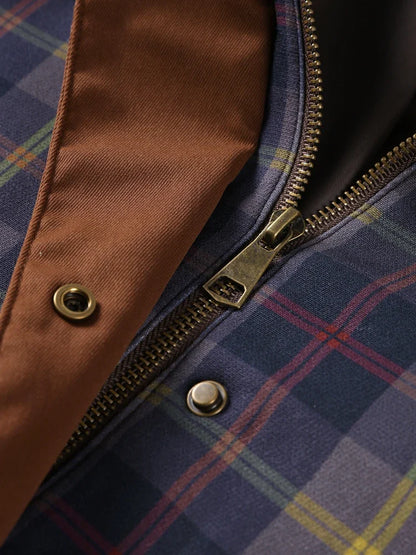 Vintage Plaid Printed Women Jacket Patchwork Turn Down Collar Single Breasted Female Coat Autumn Long Sleeve Zipper Outwear