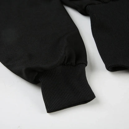 Y2K Fur Trim Hoodie Cardigan Women Basic Black Slim Cropped Jacket 90s Vintage Winter Zipper Coat Harajuku Streetwear