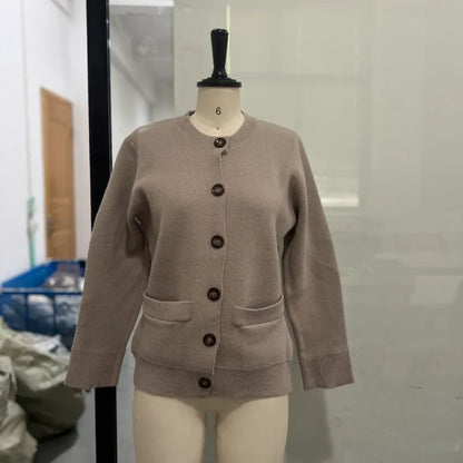 3 Colors Versatile Knits Autumn Loose Casual Basic Classic Women's Cardigan Pockets Tops Lady Fall Fashion Outerwear