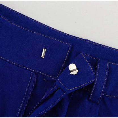 Wide Leg Fashion Pleated Pants For Women Loose High Waist Straight Striped Blue Street Pants Female 2025 Spring Street Trousers