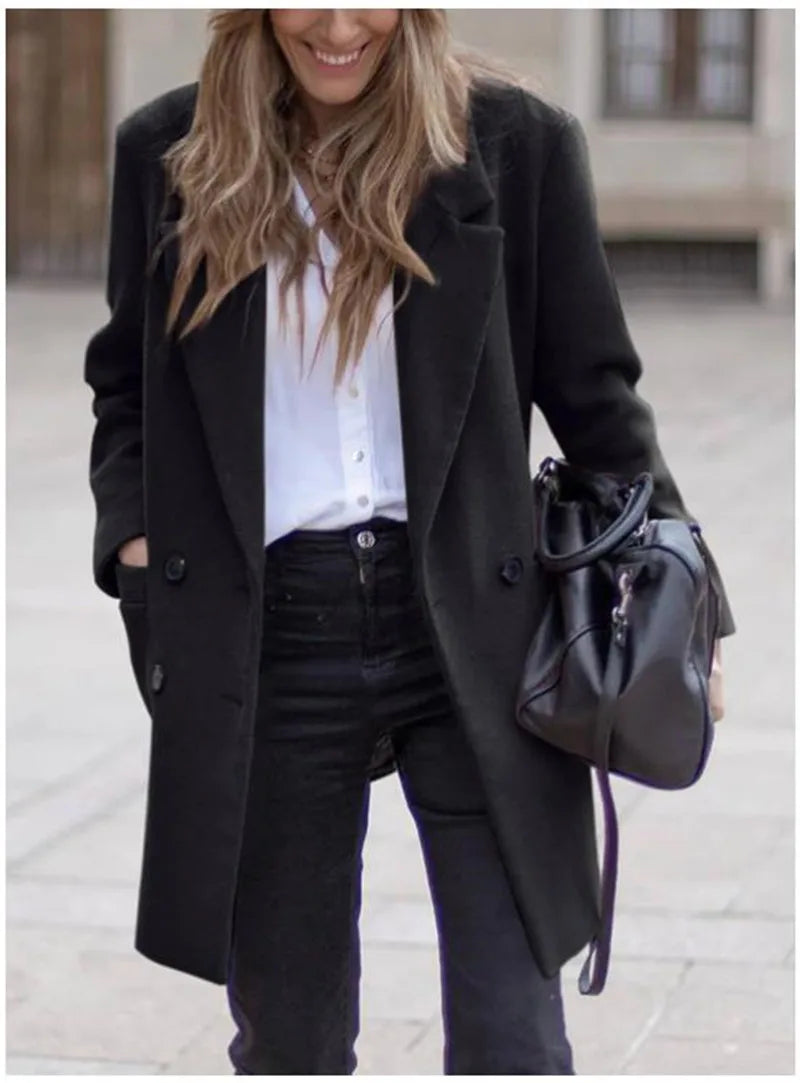 Autumn and winter Europe and the United States long long plus-size woolen women's coat woolen coat