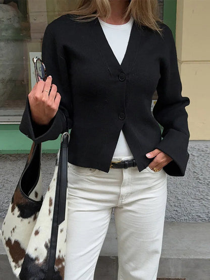 Women 's Cardigan Loose V-neck Knitted Single Breasted Full Sleeve Sweater Female 2025 Autumn Winter Fashion New Lady Knitwears