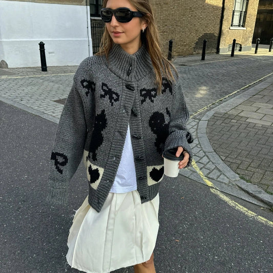 Women's O Neck Casual Knitted Soft Cardigan Fashion Long Sleeve Single-breasted Female Knitwear Autumn Chic Lady Coat