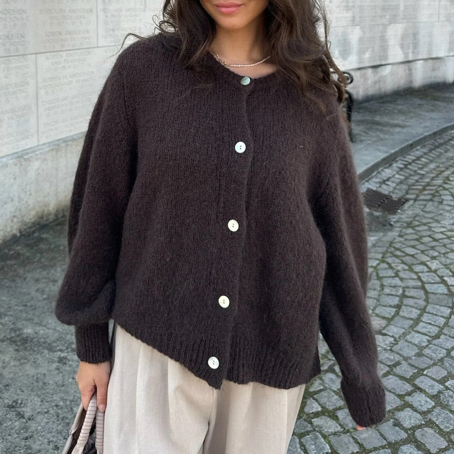 Women Casual Basic Cardigans Front Button Up Long Sleeve Knitwear Y2K Streetwear Solid Color Soft Knitted Sweater Tops Outerwear