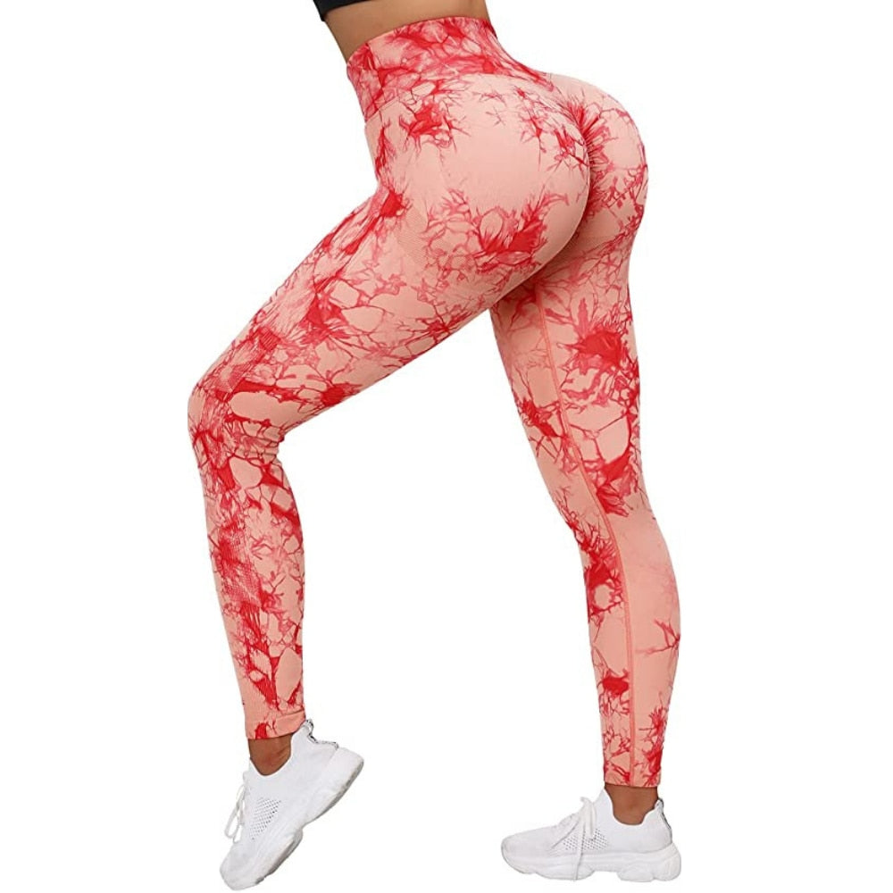 VibeMartini Yoga Leggings For Fitness Women Sport Tights Seamless Scrunch Butt Legging High Waist Sportswear Tie Dye Workout Tights Gym Pant