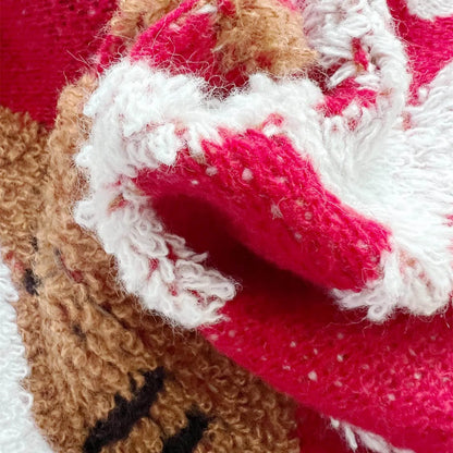 Casual Loose Neck Love Heart Pattern Pink Christmas Sweater Sweaters-L