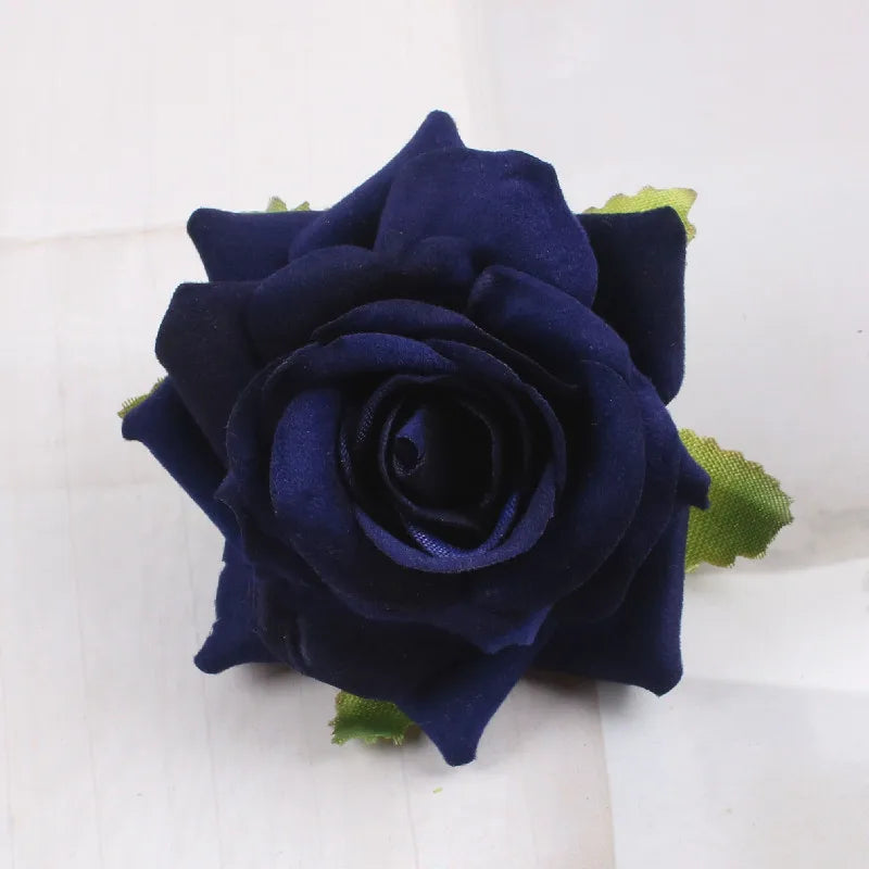 Red Wedding Rose Flower Bride Headdress Hair Accessory Black Accessories-L