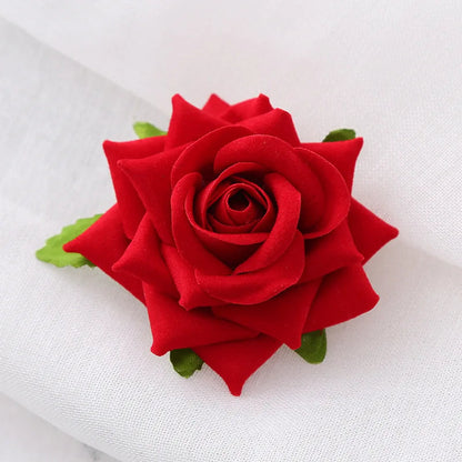 Red Wedding Rose Flower Bride Headdress Hair Accessory Red 7 Accessories-L