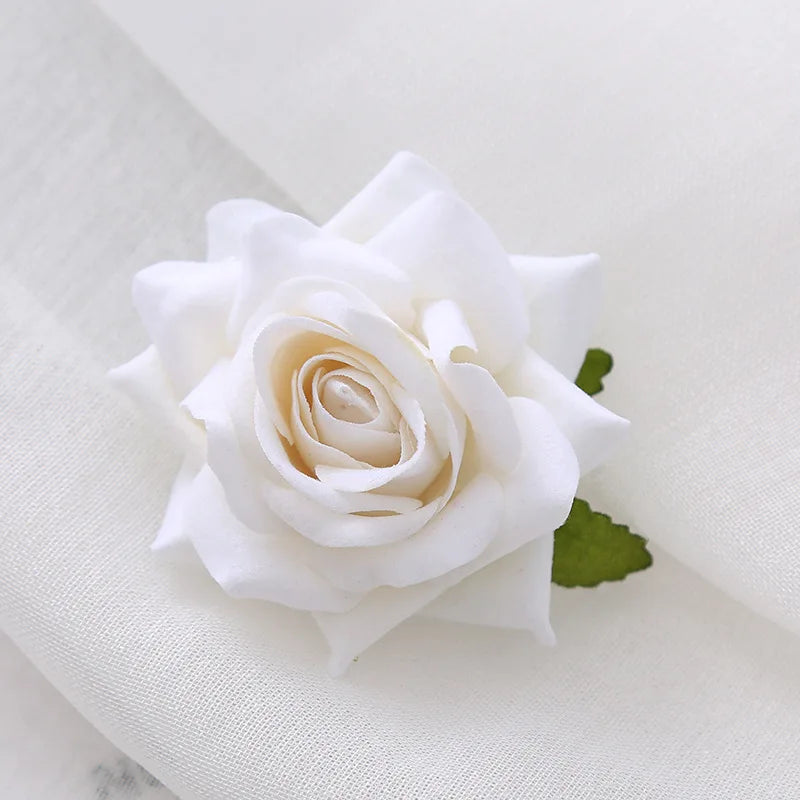 Red Wedding Rose Flower Bride Headdress Hair Accessory White 5 Accessories-L