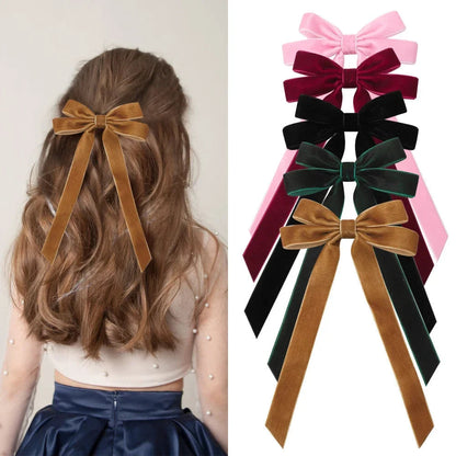 Large Velvet Wedding Long Ribbon Hair Accessory Accessories-L