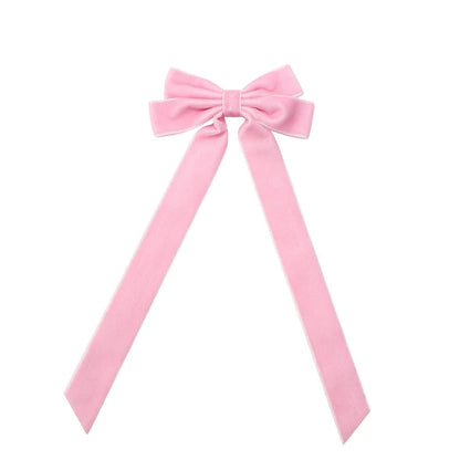Large Velvet Wedding Long Ribbon Hair Accessory Pink 2 / 1Pcs Accessories-L