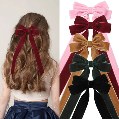 Large Velvet Wedding Long Ribbon Hair Accessory Accessories-L