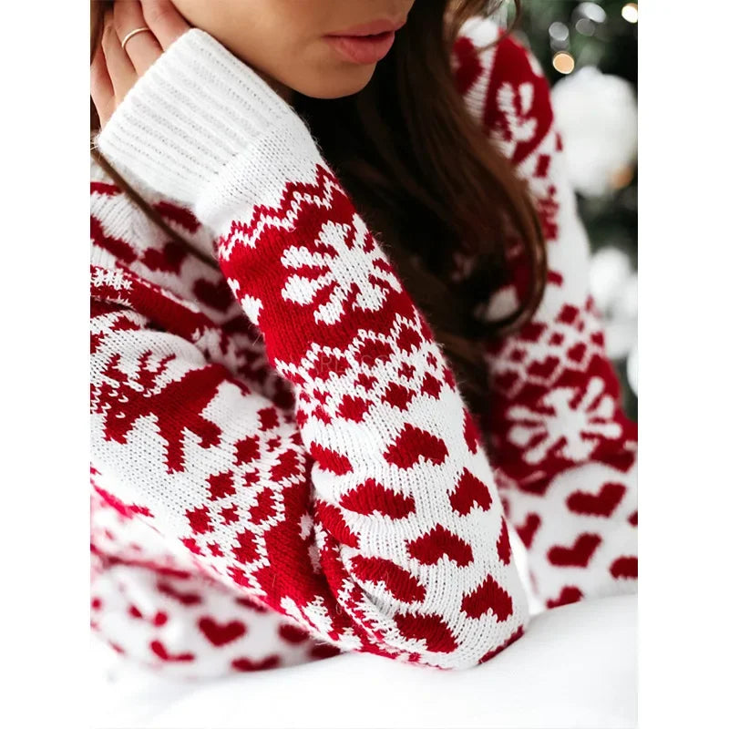 Christmas Knitting Soft Warm Knitwear Full Sleeve Casual Sweater Sweaters-L