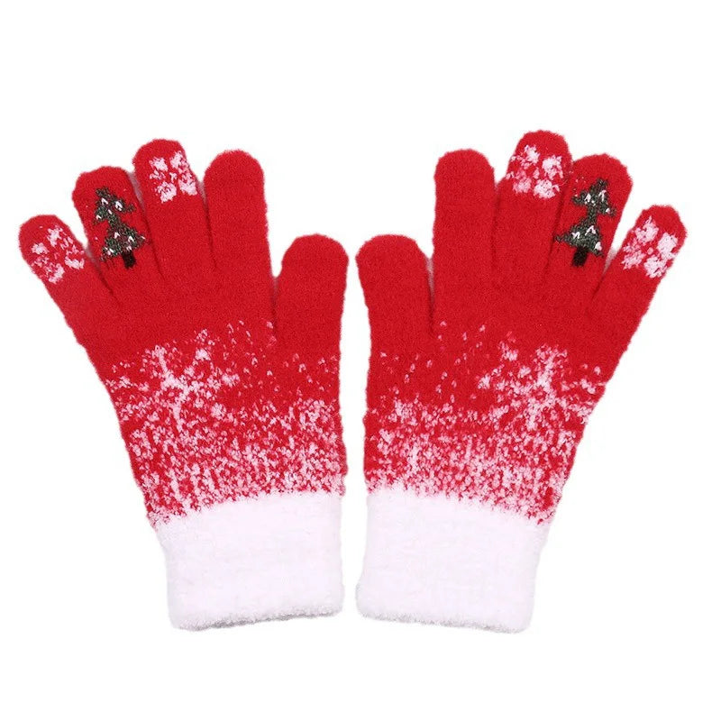 Christmas Tree Knit Full Finger Skiing Touchscreen Winter Glove Gloves-L