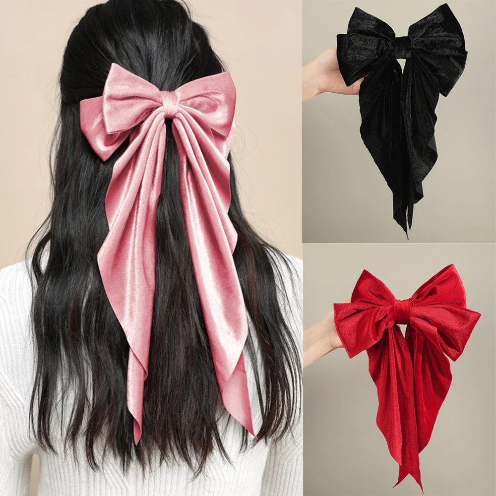 Velvet Large Wedding Korean Fashion Black Red Christmas Hair Accessory Accessories-L