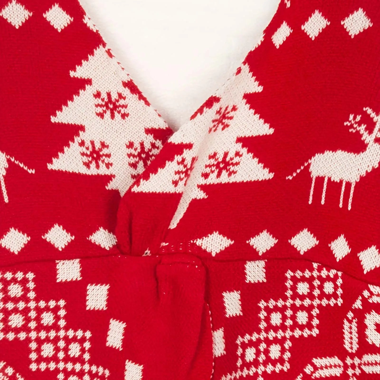 Sexy Oversized Low Back Deep V-Neck Hot Red Pullover Christmas Sweater Sweaters-L