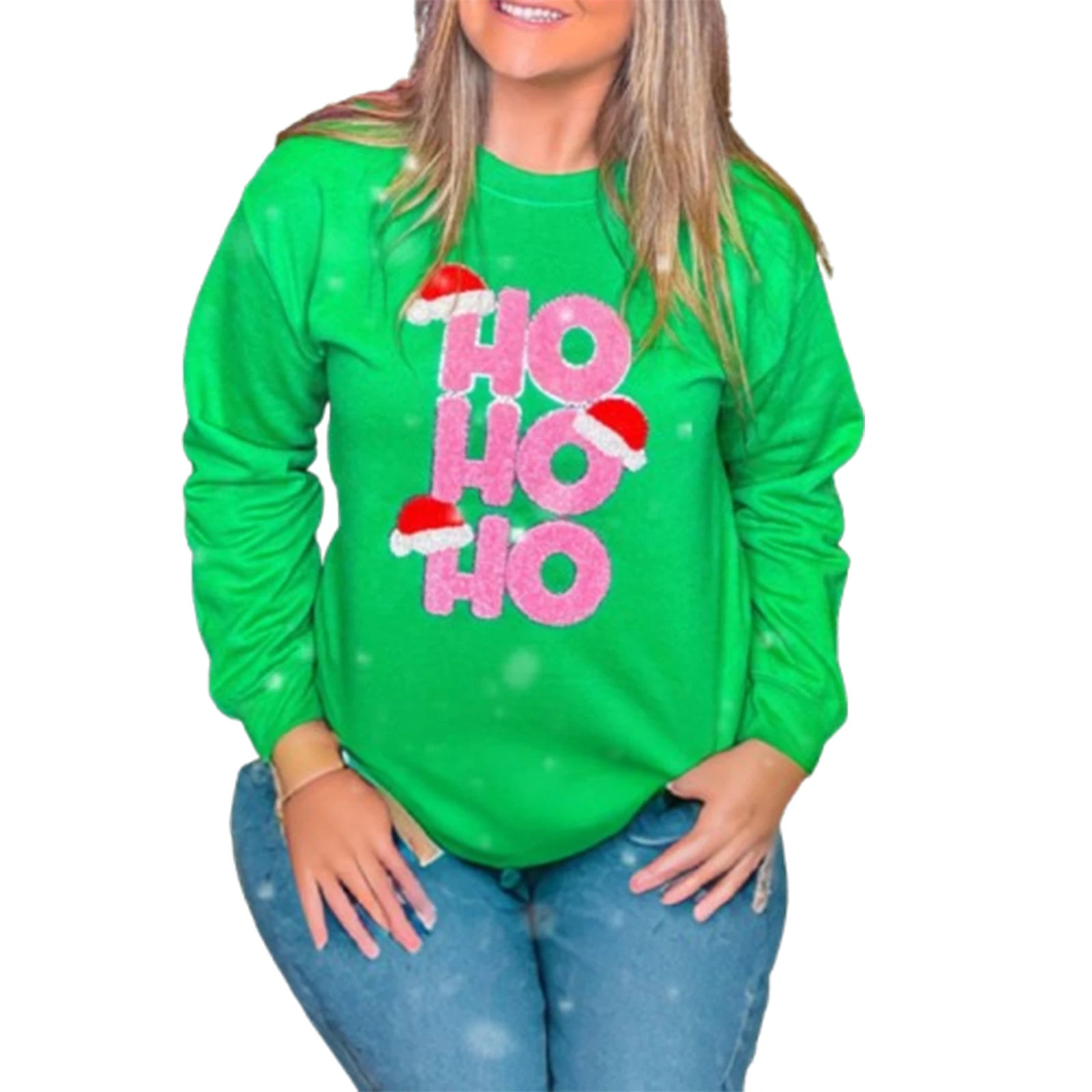 Snowflake Embroidered Christmas Hoodie Green / S Hoodies-L