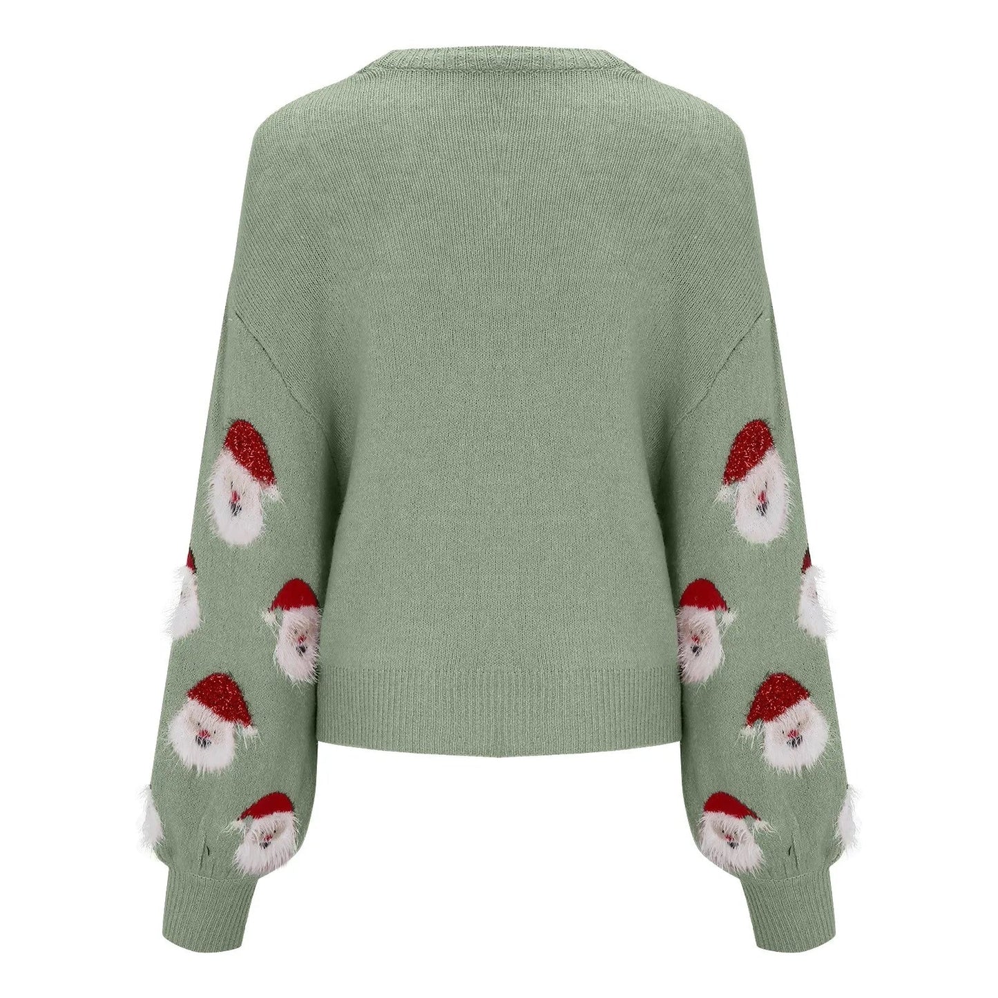 Sequin Long Sleeve Vintage Blouse With Santa Claus Hoodie Christmas Sweater Sweaters-L