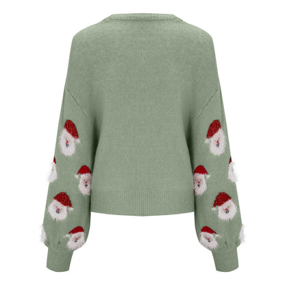 Pink Sequin Long Sleeve Vintage Blouse Ugly Santa Claus Hoodie Christmas Sweater Sweaters-L