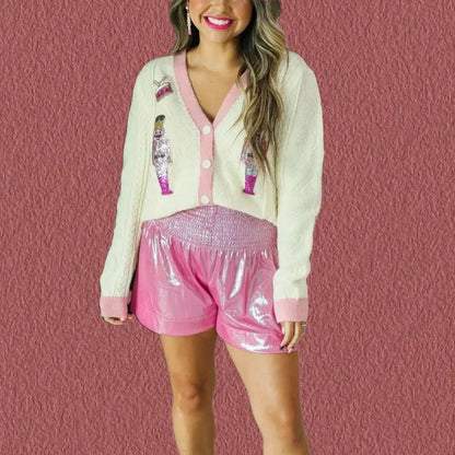 Y2K Sequins V-Neck Single Breasted Cardigan Cardigan-241208