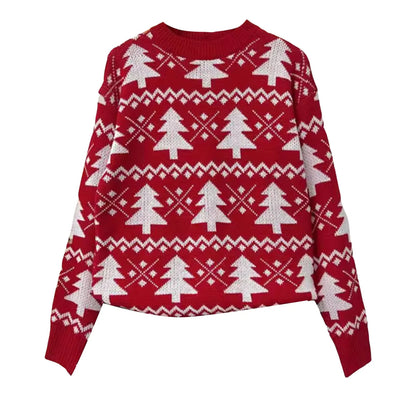 Jacquard Knitted Full Sleeve Warm Soft Christmas Sweater Sweaters-L