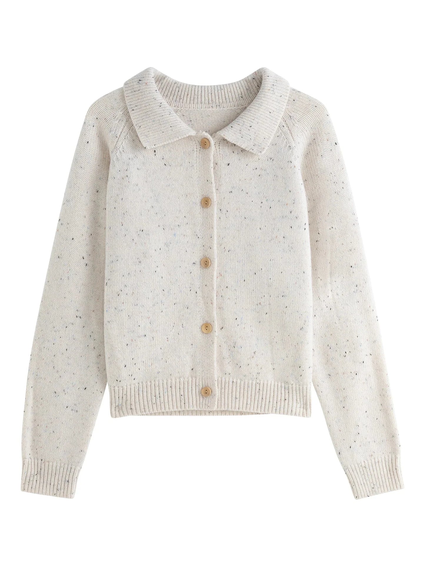 Petite Retro Lapel Knit Cardigan For Early Autumn Red Christmas Sweater Ivory / Xs Sweaters-L