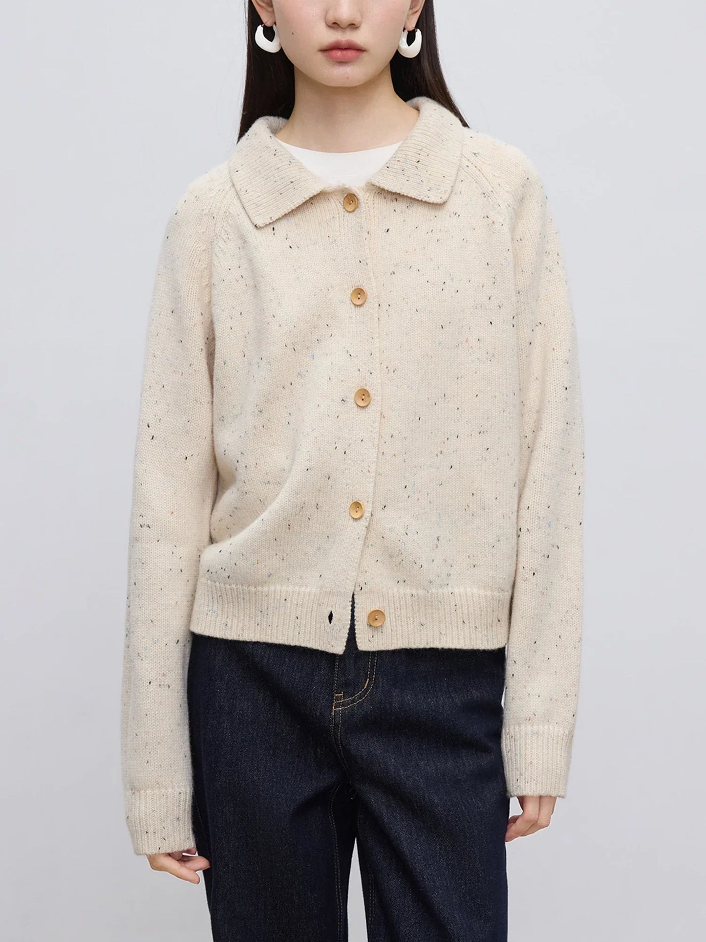 Petite Retro Lapel Knit Cardigan For Early Autumn Red Christmas Sweater Sweaters-L