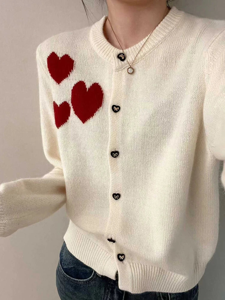 Love Print Vintage Sweet Cardigan Cardigan-241208