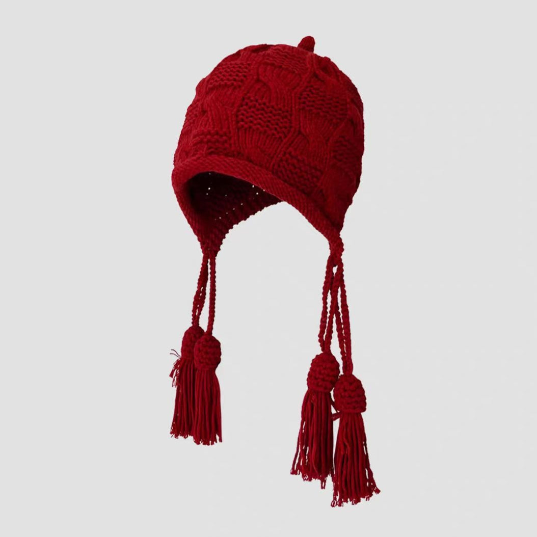 Faux Fur Pom Pom Knit Christmas Hat