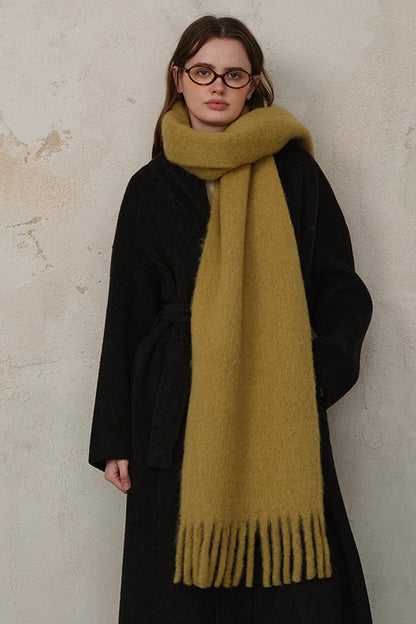 Wool Blend Fringed Christmas Scarf