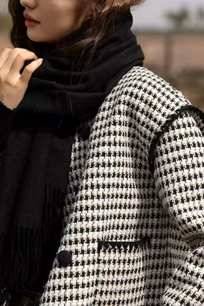 Tweed Houndstooth Short Christmas Outerwear