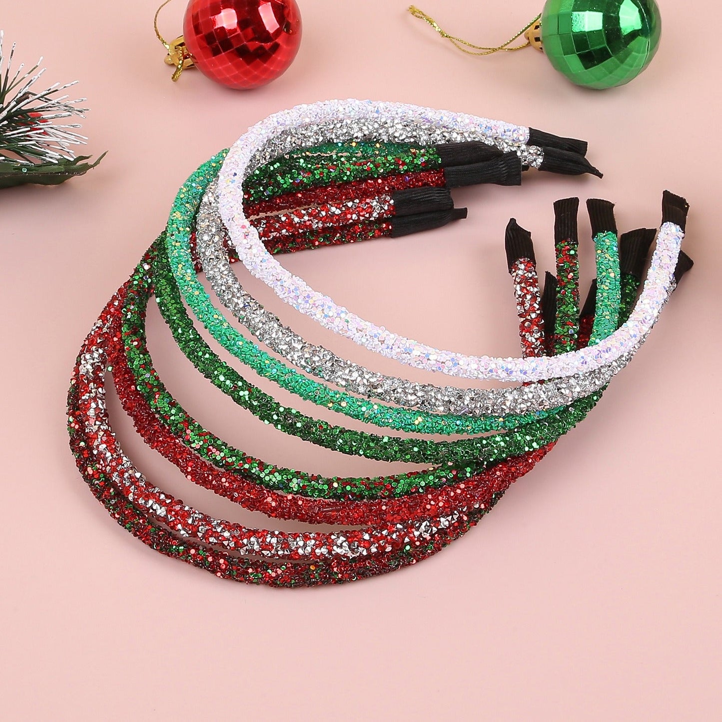 Christmas Rhinestone Glitter Red Green Party Hair Accessory