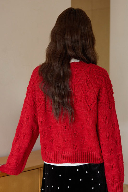Vintage Crochet Knit Christmas Cardigan