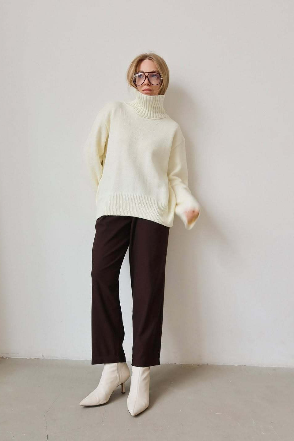 Oversized Solid Color Turtleneck Fashion Sweater