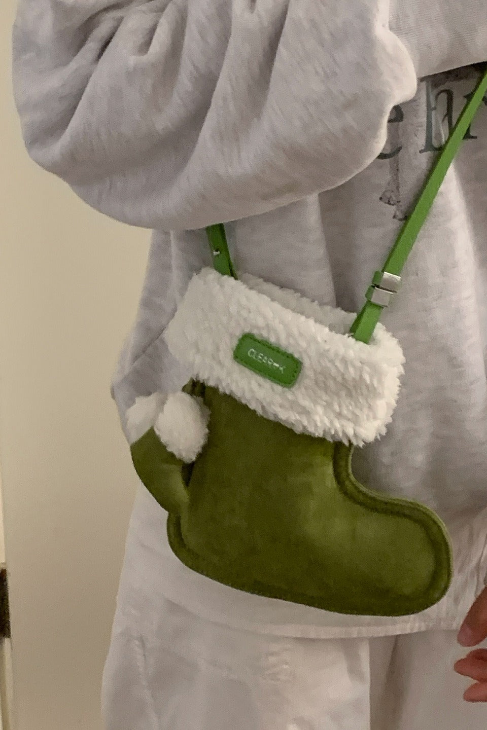 Cute Boot Shape Suede Fuzzy Crossbody Bag Mini Phone Bag