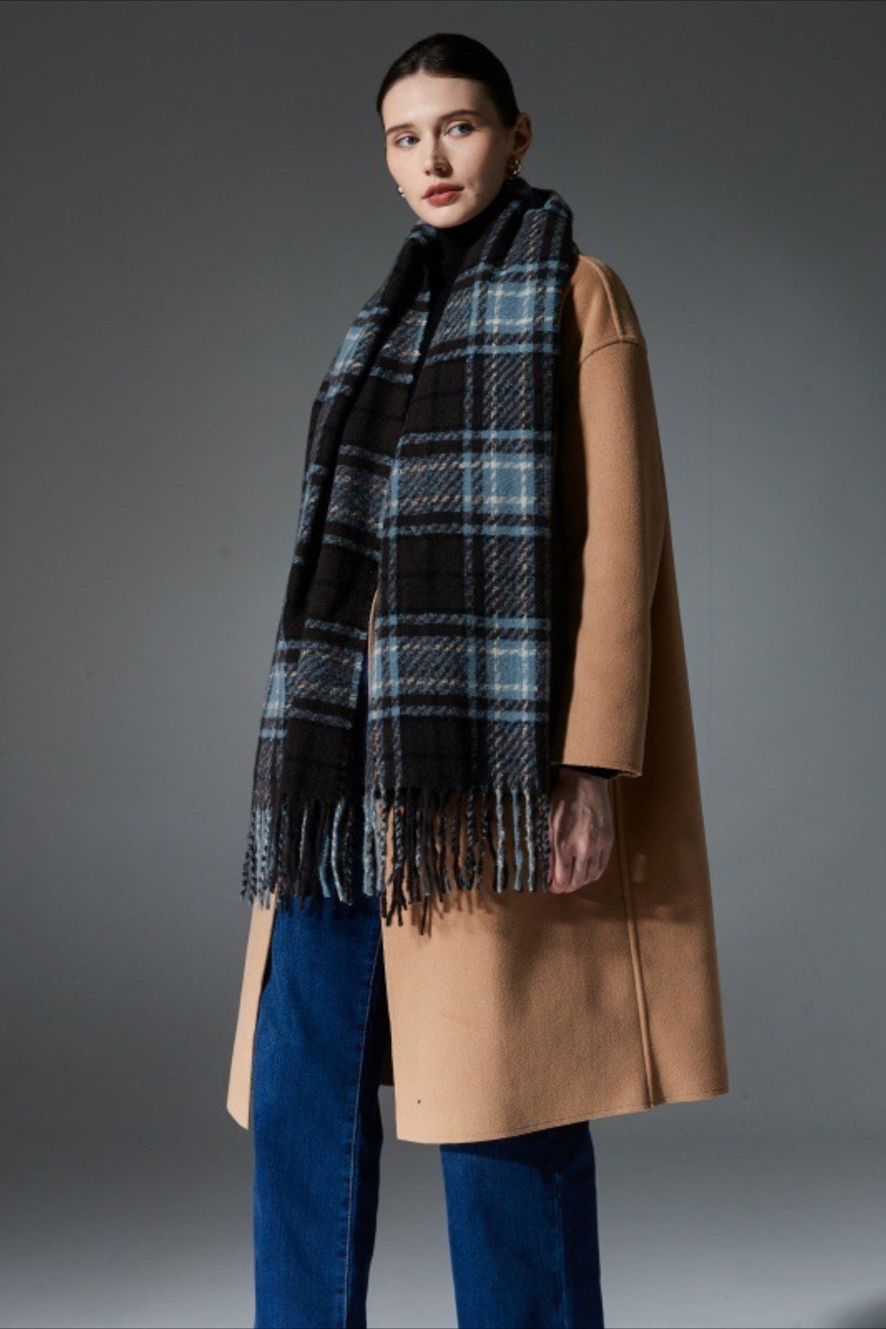 Plaid Fringe Christmas Scarf