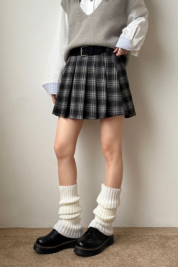Vintage Plaid Pleated Christmas Skirt