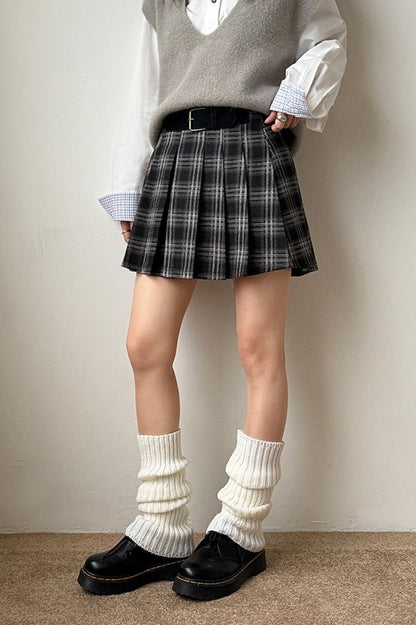 Vintage Plaid Pleated Christmas Skirt