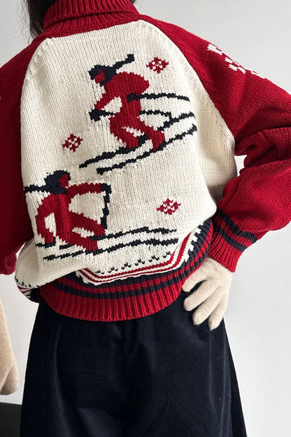 Retro   Double Zip Christmas Cardigan