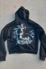 Washed Graphic Cropped Hoodie