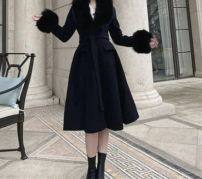 Red Wool Wrapped Waist Coat Black / S Coats-241208